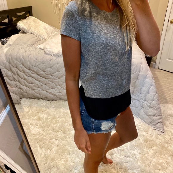 Grey and black color block top - Picture 3 of 4